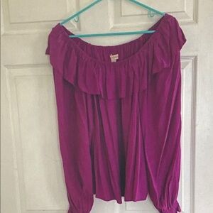 Knox Rose Off-Shoulder Ruffle Blouse - Magenta